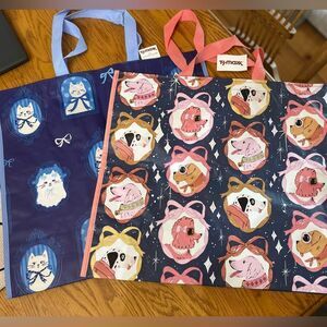 TJ Maxx Dog & Cat Print Reusable Tote Bags 2/$25 Cute Pet Lover Gift